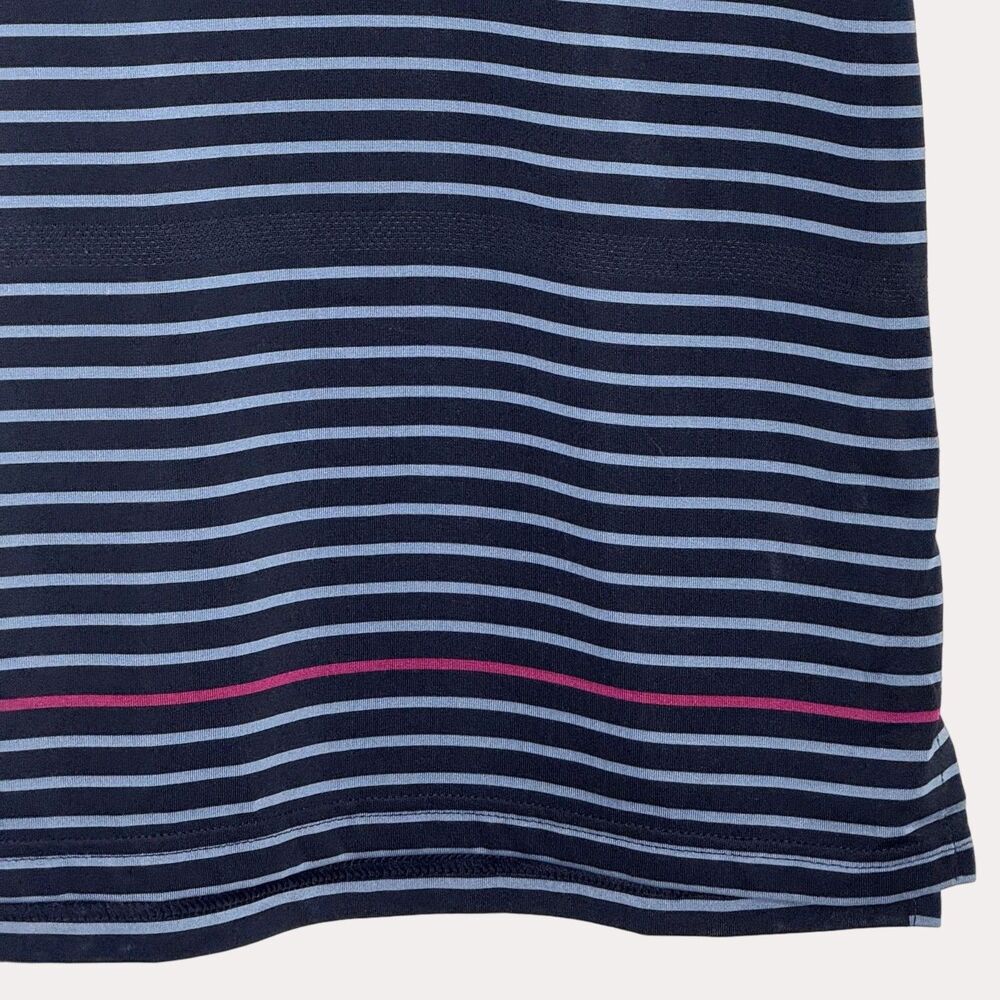 Adidas ClimaCool Mens Polo Shirt Top Stripe Black Smoke Blue L - Picture 5 of 8